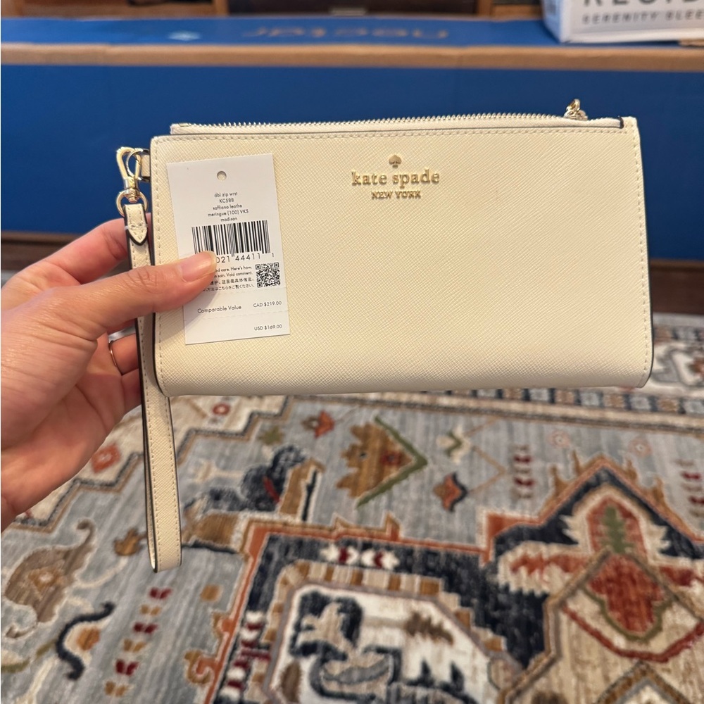 Kate Spade Cream Clutch with Metallic Detail